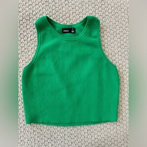 Kelly green ribbed knit crop top tank